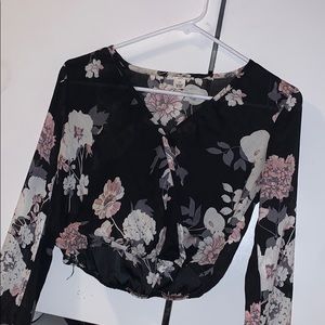 Black Floral Crop top